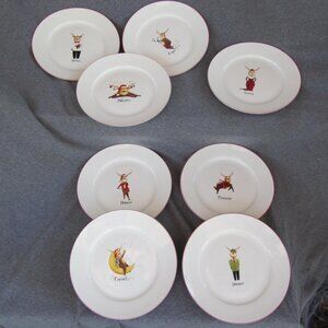 ALL EIGHT rainbow mountain santa's reindeer plates (W3153)